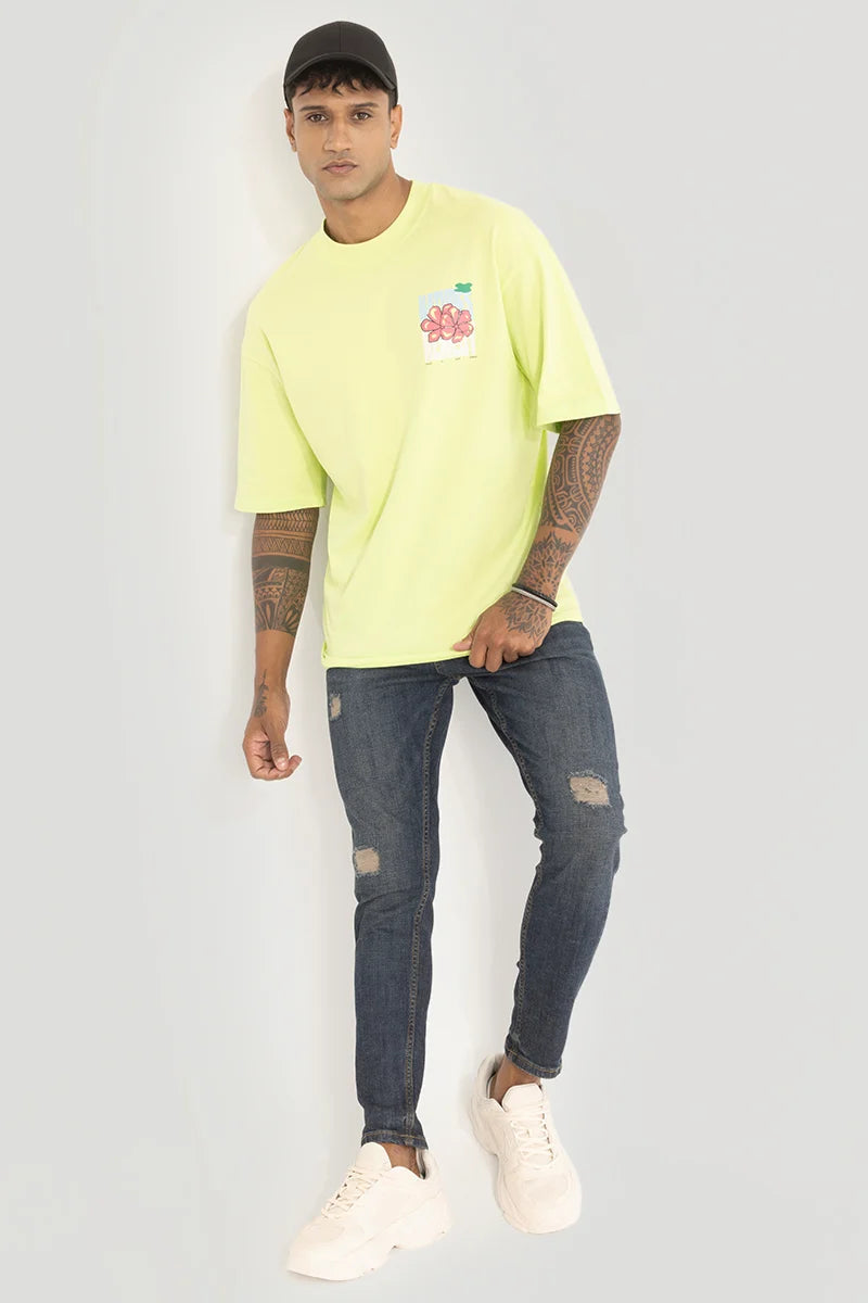 Natures Remedy Lime Yellow Oversized T-Shirt