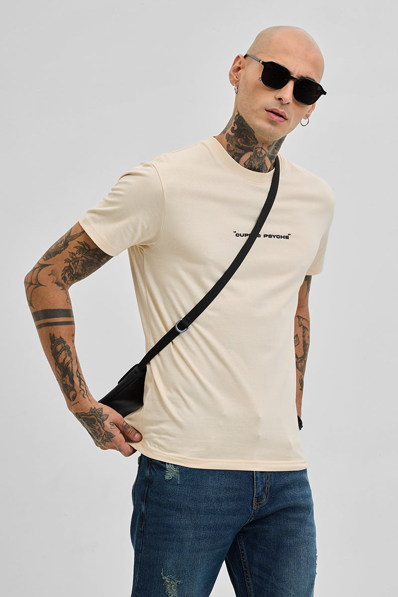 Triumph Beige Printed Slim Fit T-Shirt