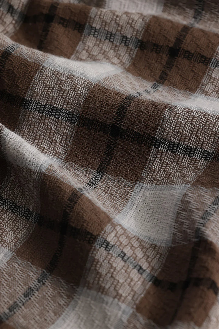 Plaided Dark Brown Check Shirt