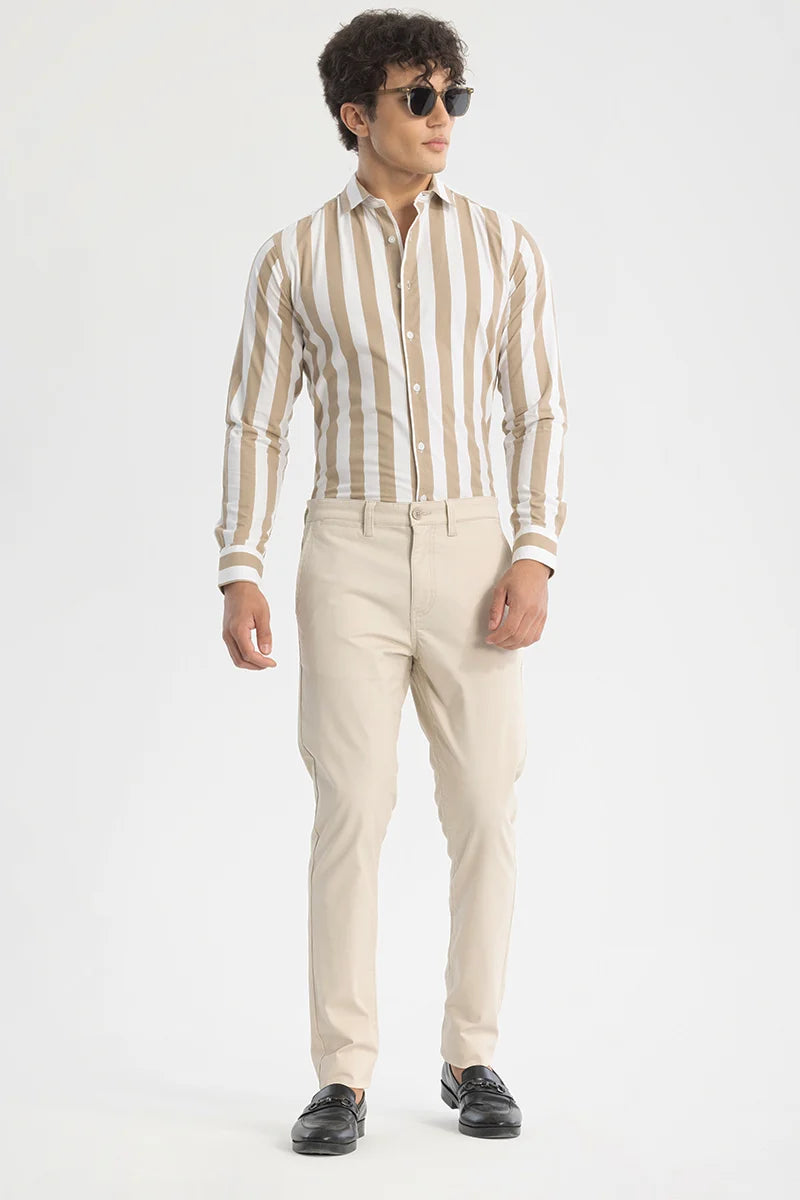 Cream Slim Fit Chinos