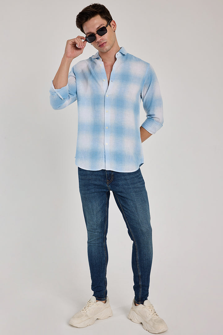 Light Blue Checks Linen Shirt