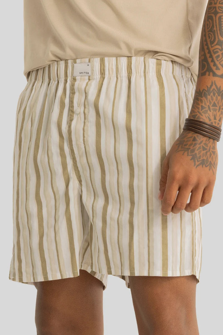 Bernadette Beige Stripes Boxers