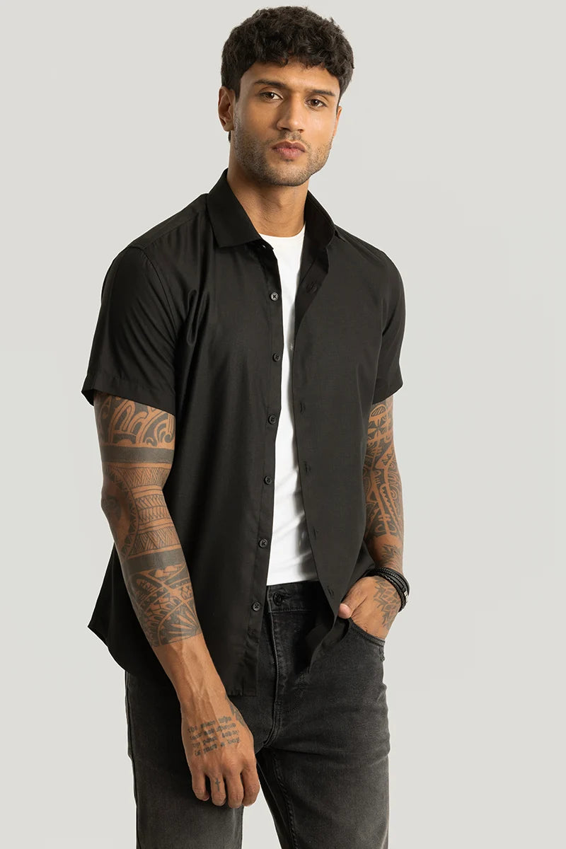 Rene Black Plain Shirt