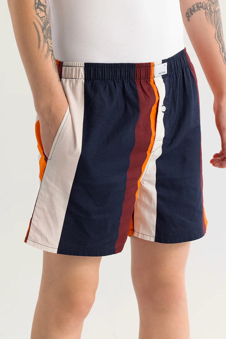 Eivind Striped Navy Boxer