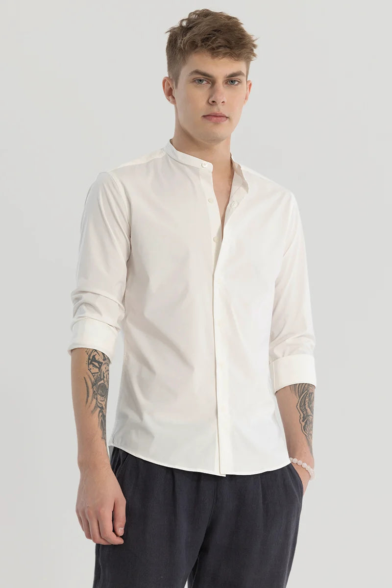 White Plain Mandarin Shirt