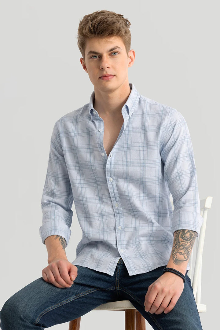 Fleur Sky Blue Checks Shirts