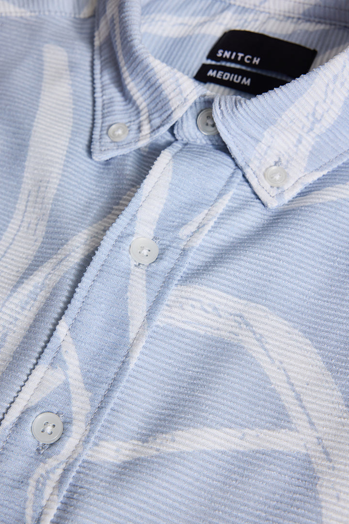 Light Blue Textured Abstract Shirt