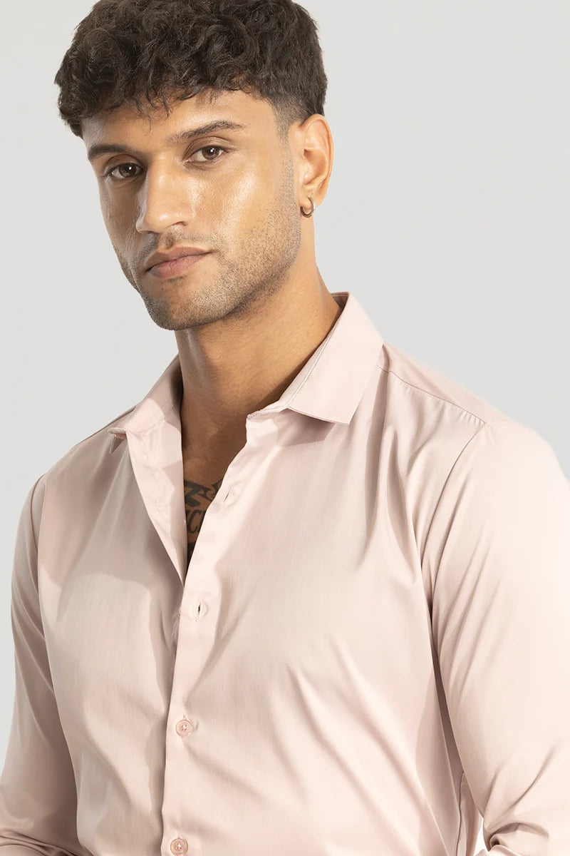 Pink Slim Fit Stretch Shirt