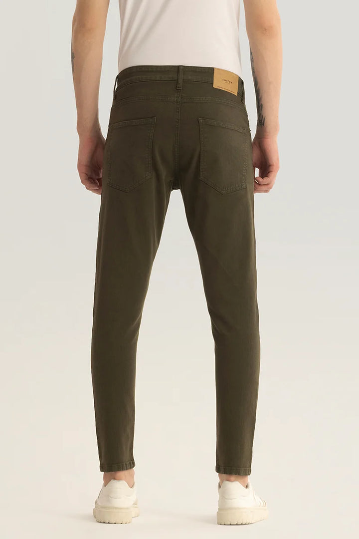 Quantum Olive Plain Skinny Fit Jeans