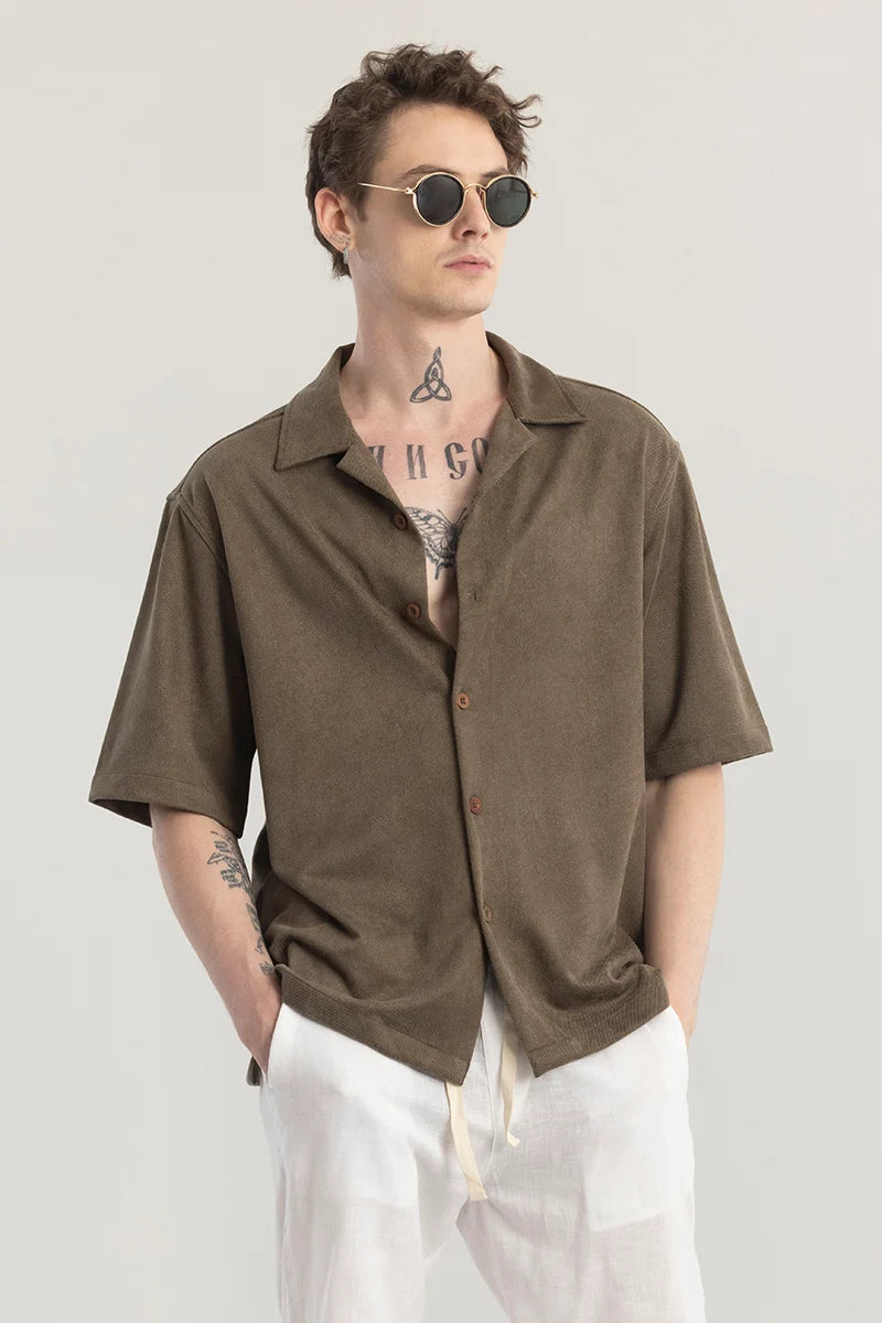 Chilluxe Brown Oversized Shirt