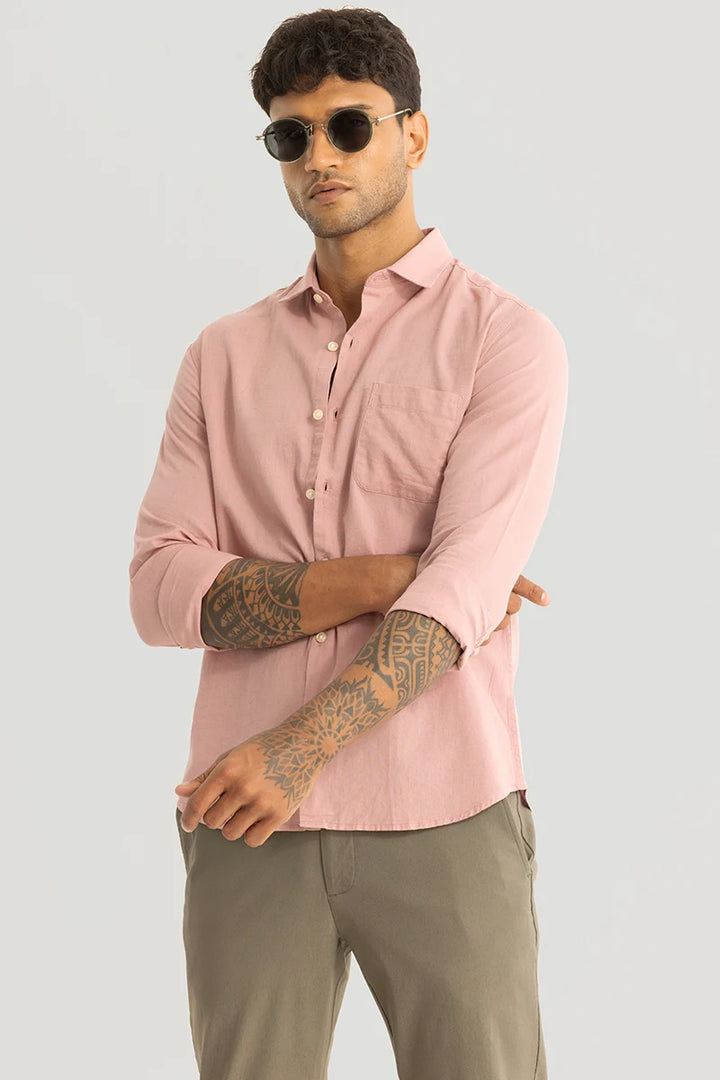 Claudio Peach Plain Linen Shirt