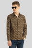 Brown Abstract Slim Fit Shirt