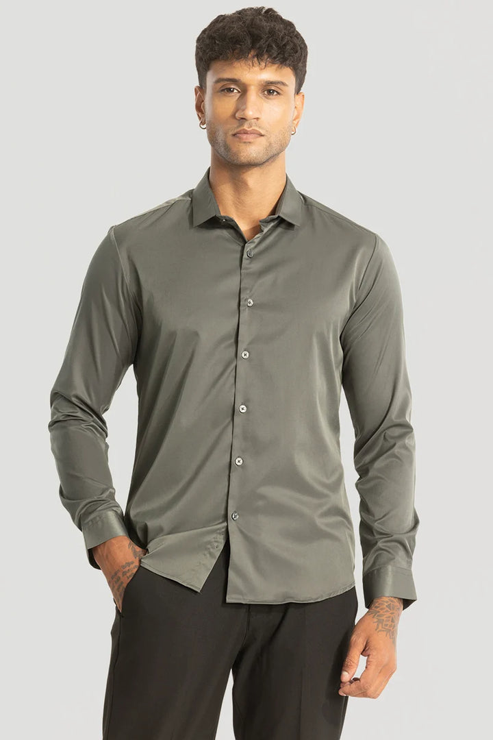 Olive Slim Fit Stretch Shirt