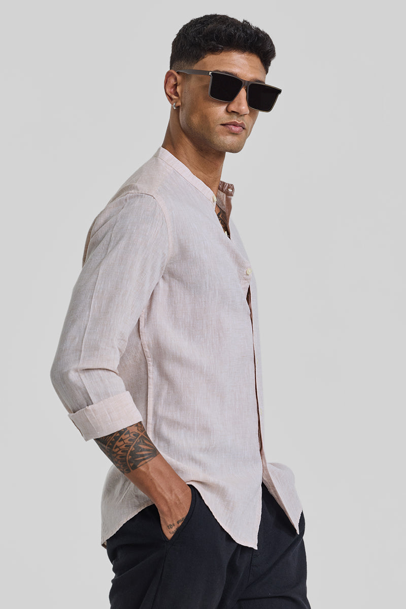 Cream Textured Linen Shirt