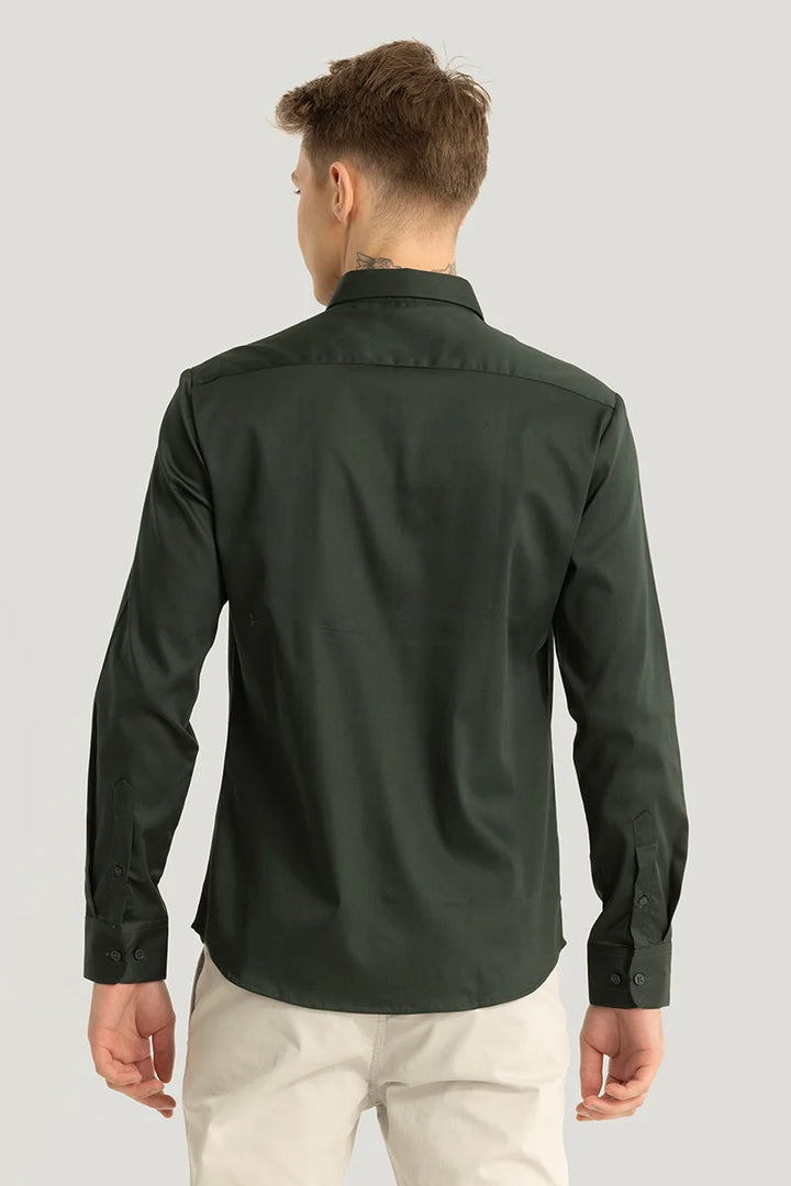 Etnni Dark Green Plain Stitchless Shirt