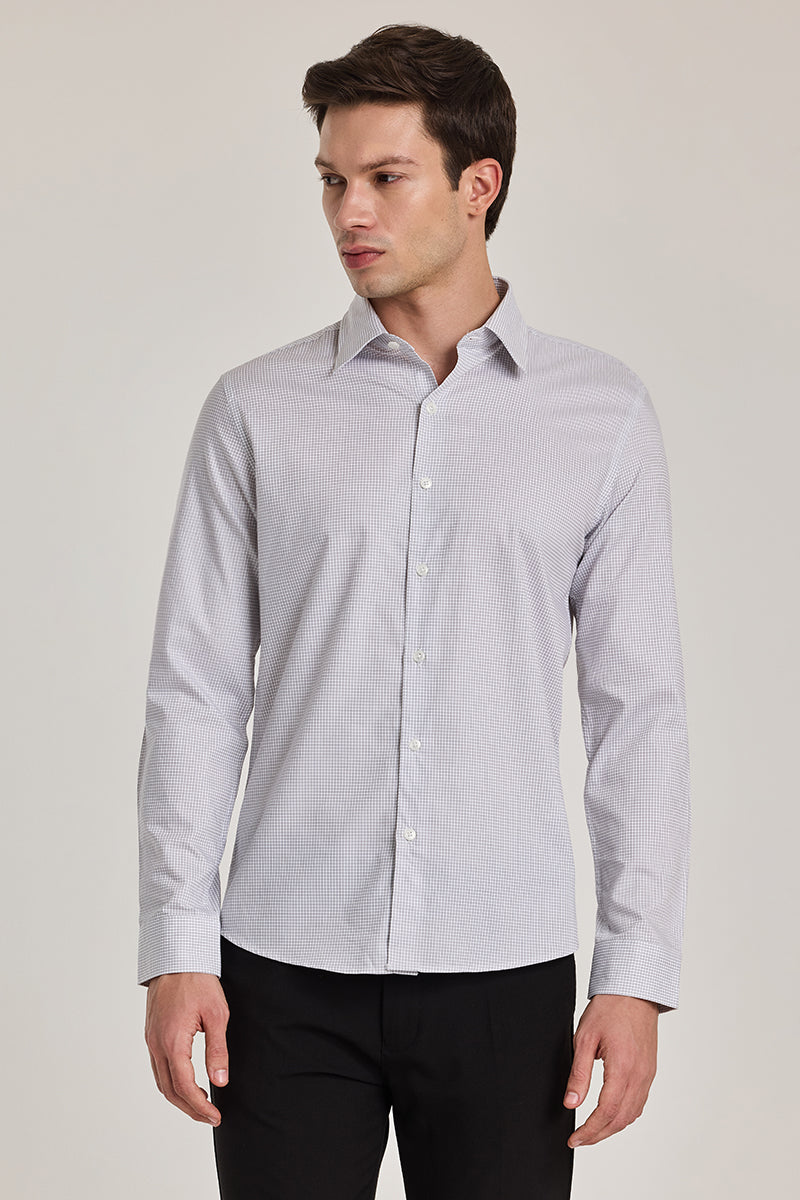 Light Grey Checks Giza Cotton Shirt