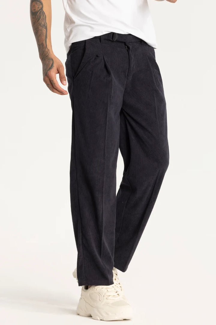 Navy Corduroy Korean Trousers