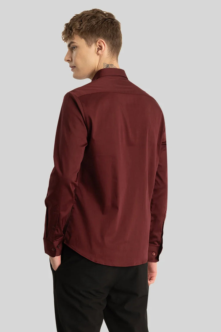 Maroon Concealed Placket Shirt