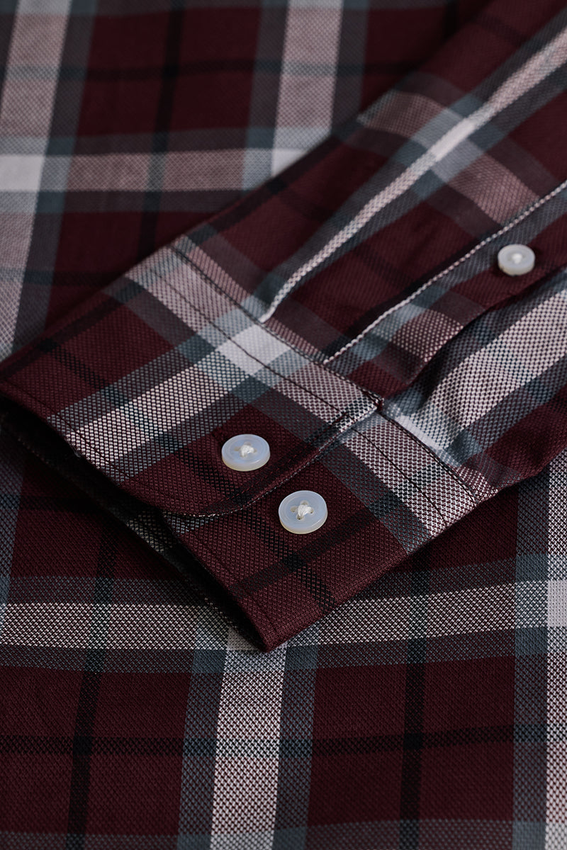 Burgundy Checks Slim Fit Shirt