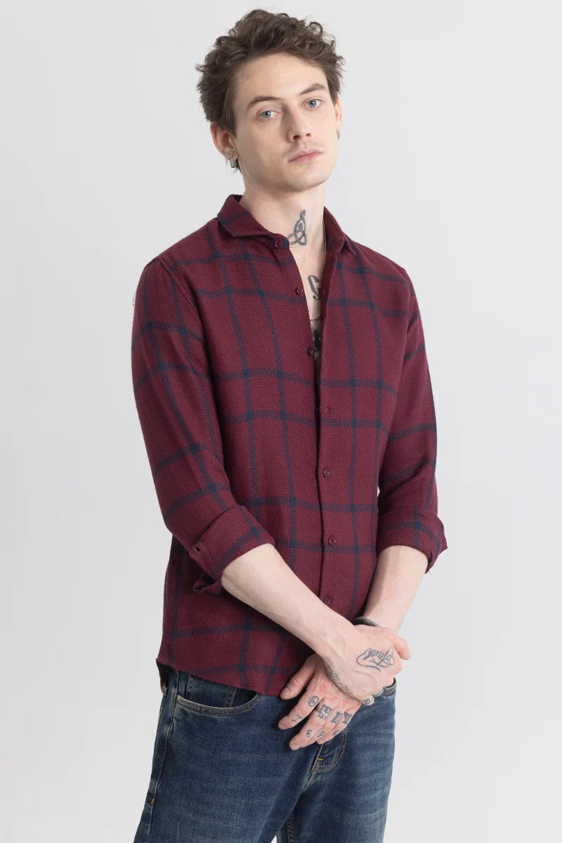 Plaidedge Maroon Check Shirt