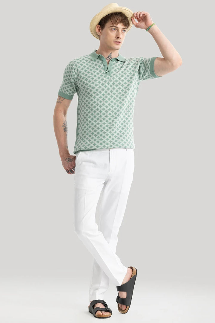 Gianna Green Geometric Polo T-Shirt