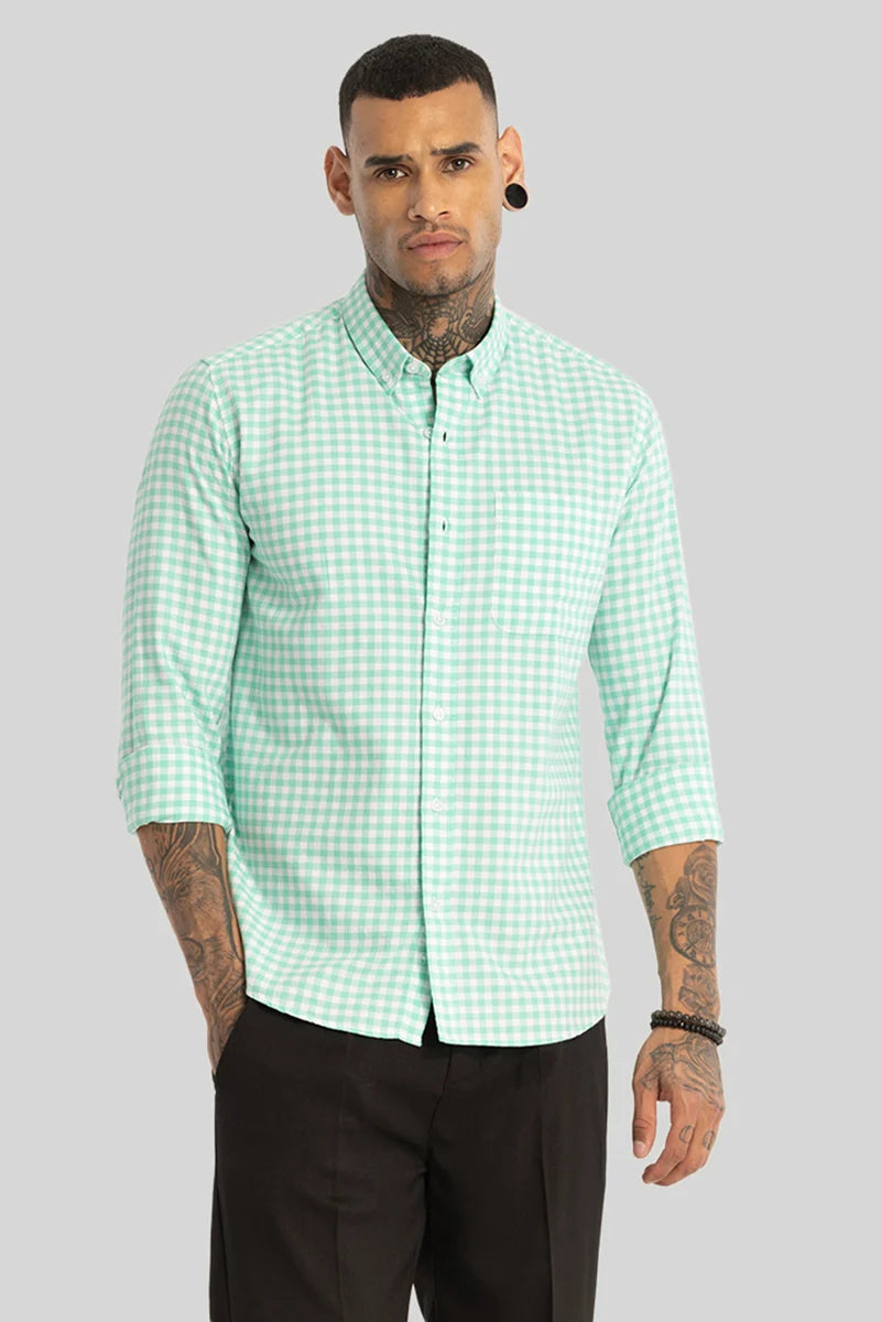 Green Gingham Checks Shirt