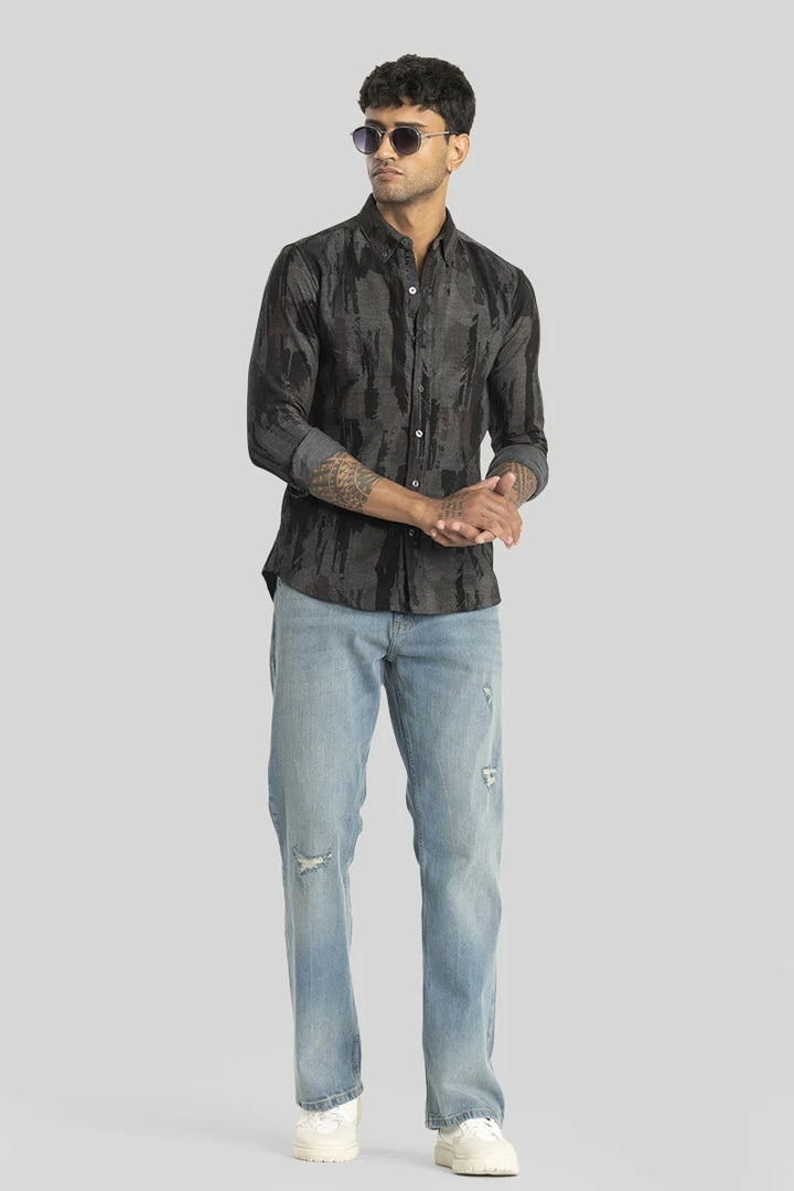 Cesare Black Abstract Corduroy Shirt