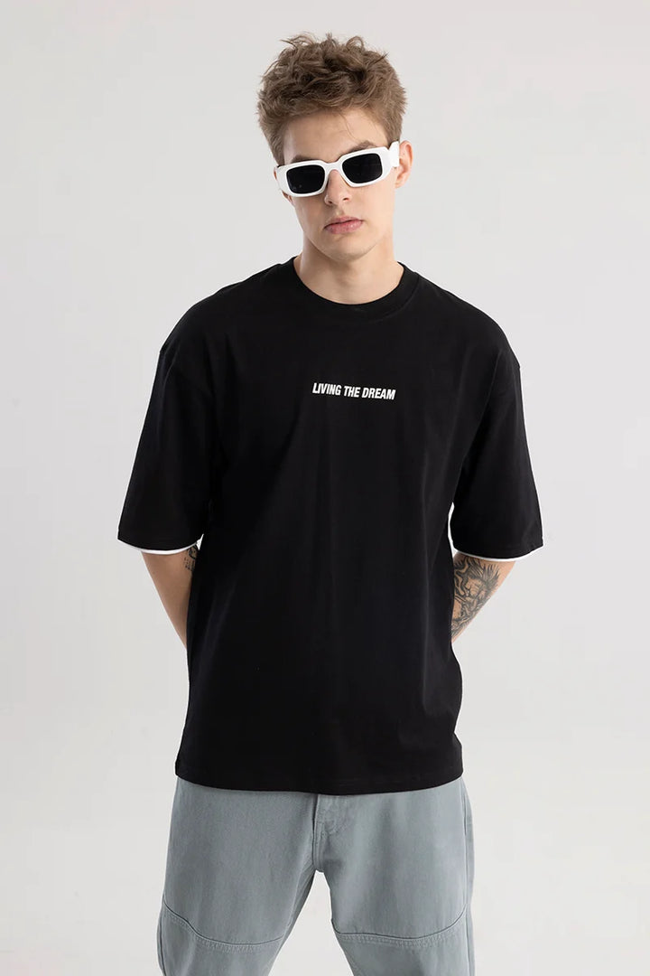 Dreamique Black Oversize Graphic T-Shirt