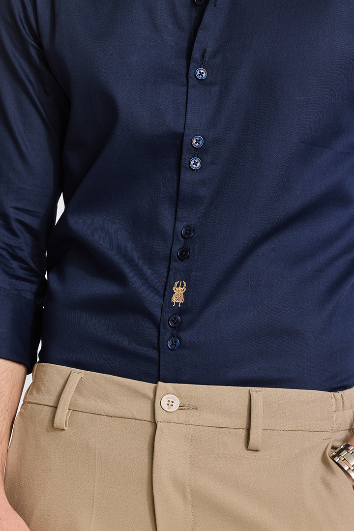 Navy Embroidered Shirt