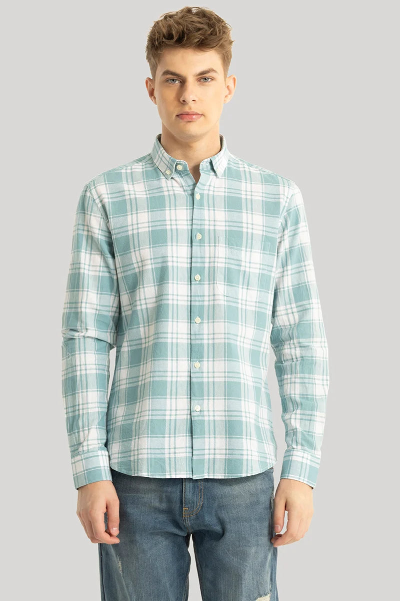 Titan Turquoise Checks Linen Shirt