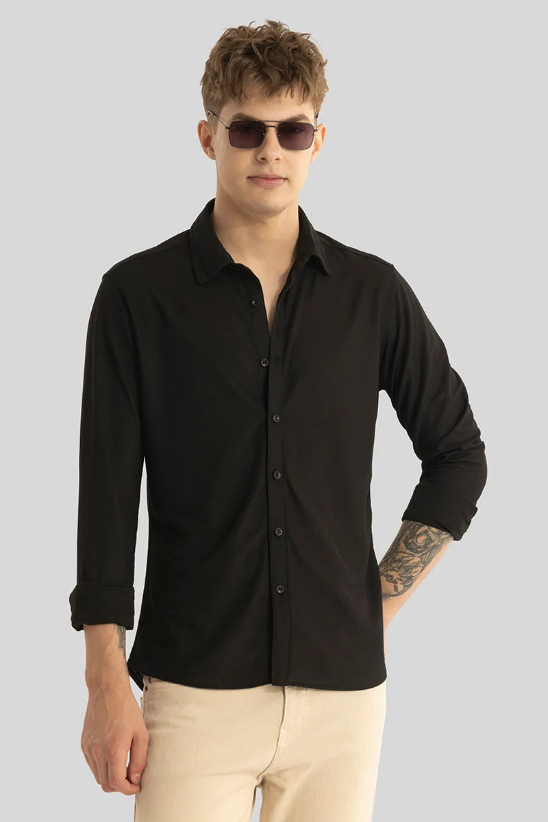 Carmine Black Knitted Shirt