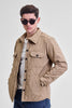 Beige Double Pocket Relaxed Fit Jacket