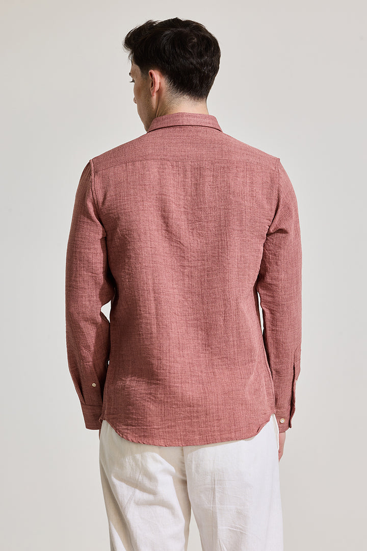 Mauve Textured Slim Fit Shirt