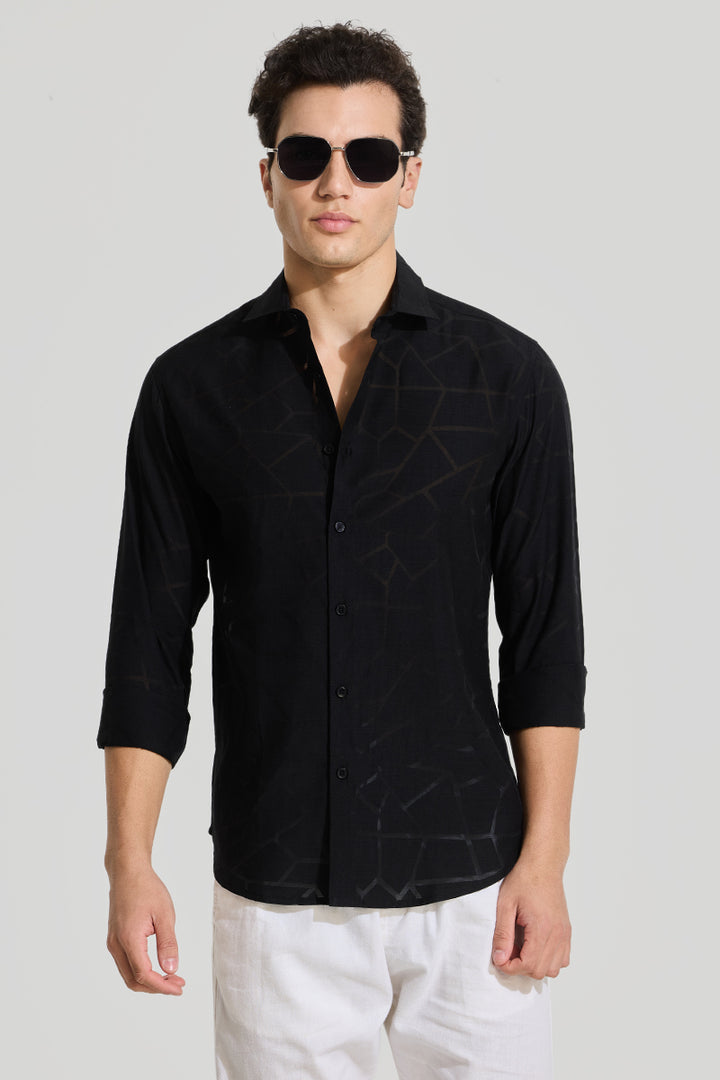 Black Self-Design Shirt