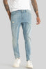 Electric Light Blue Distressed Skinny Fit Jeans