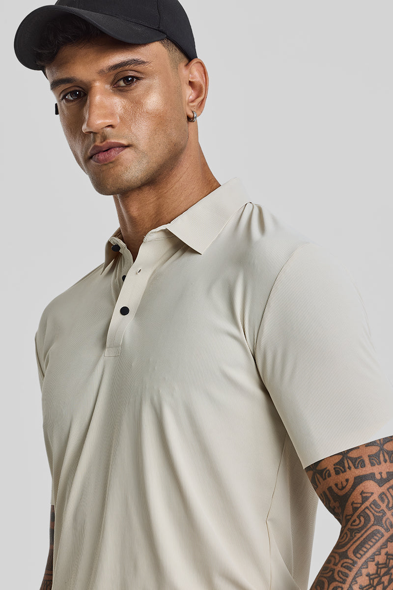 Cream Stitchless Polo T-Shirt