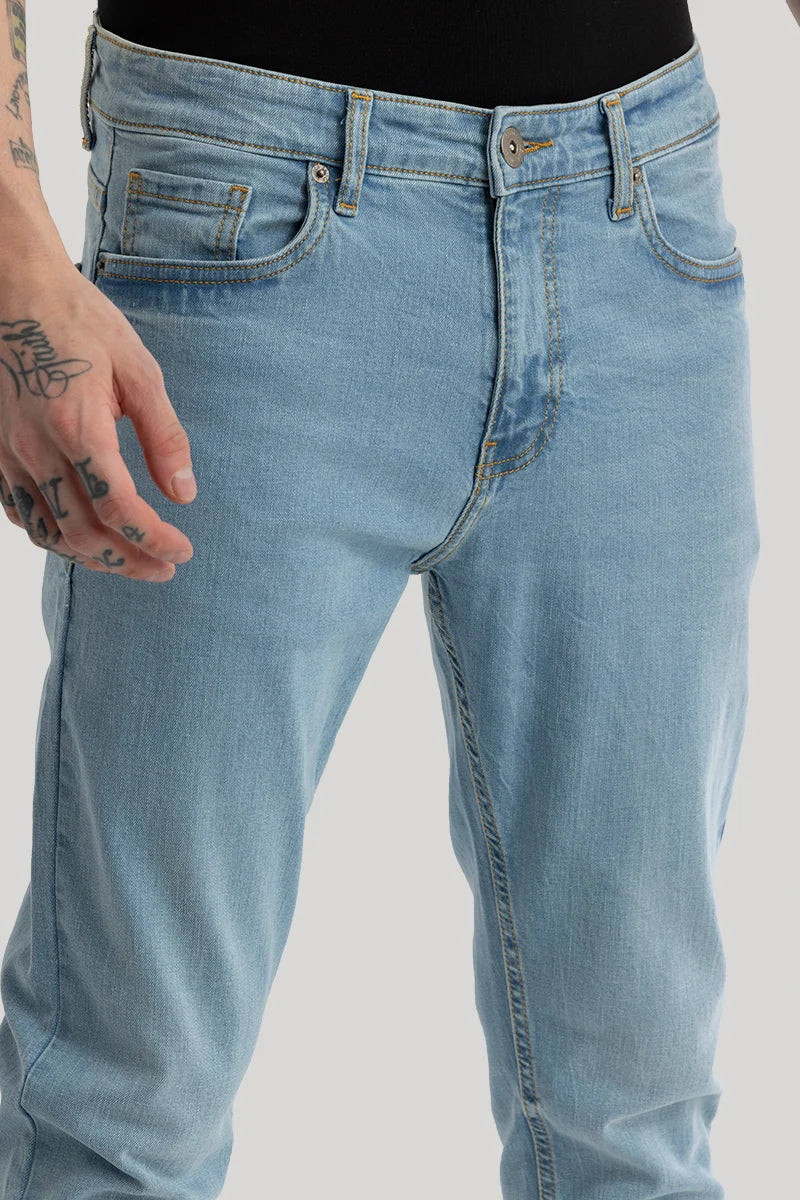 Phantom Light Blue Plain Skinny Fit Jeans