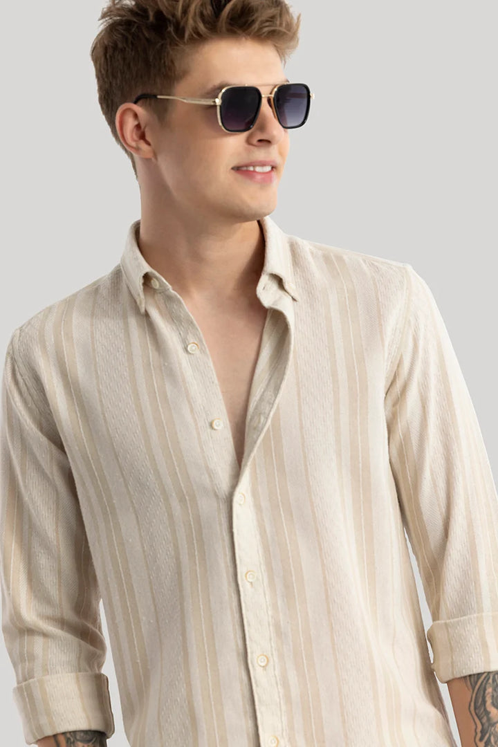 Yves Cream Stripes Linen Shirt