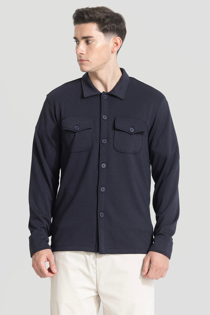 Navy Grid Checks Overshirt