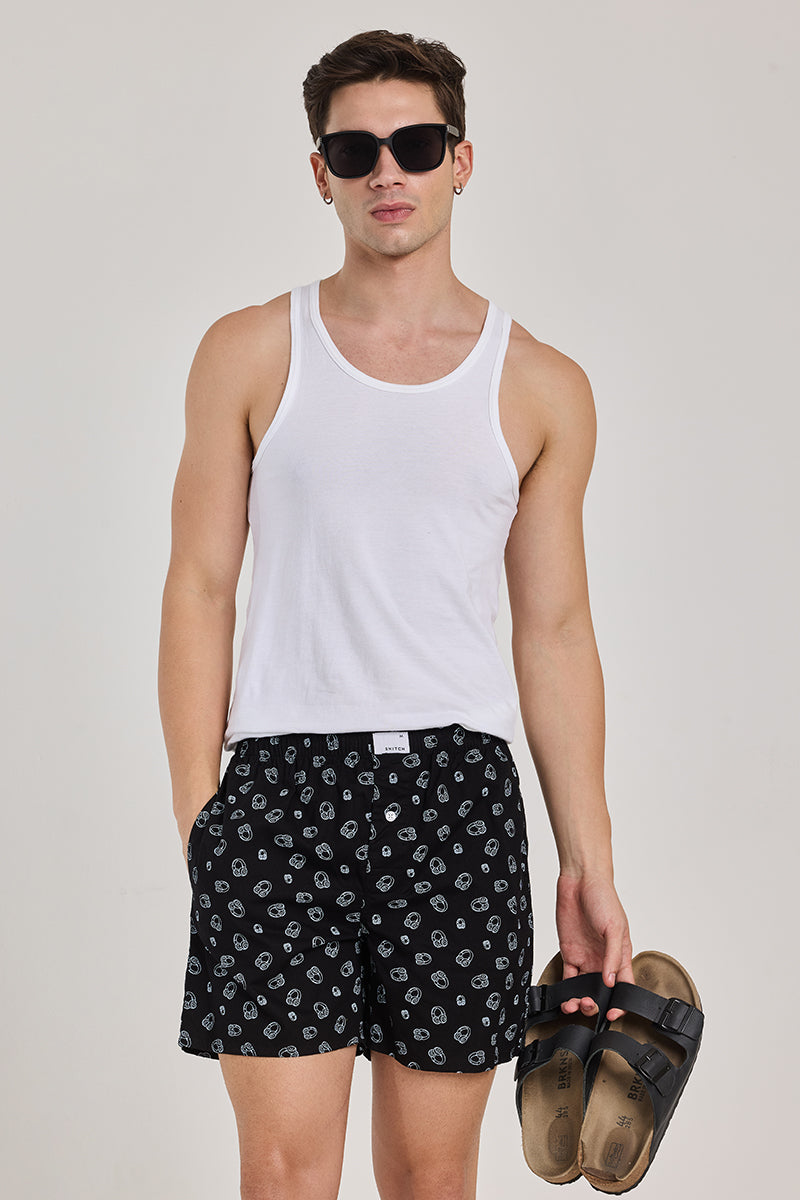 Black Printed Boxer