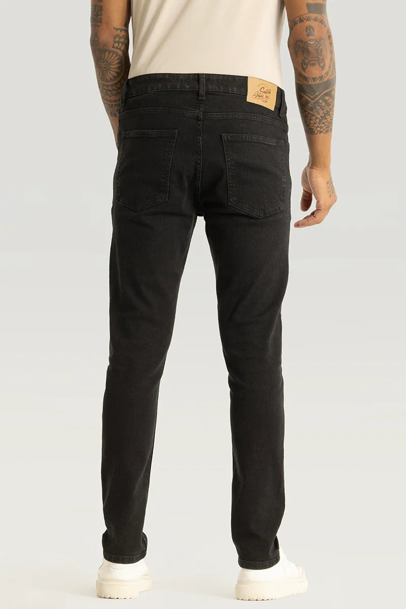 Nexus Black Plain Slim Fit Jeans