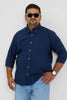 Dark Blue Button Down Regular Fit Plus Size Shirt