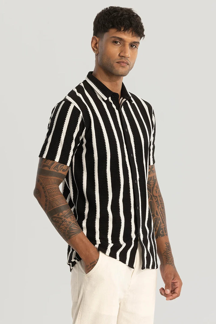 Black Stripes Knitted Shirt