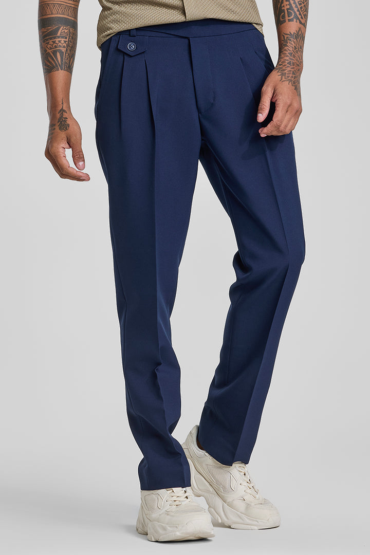 Dark Blue Slim Fit Gurkha Trousers