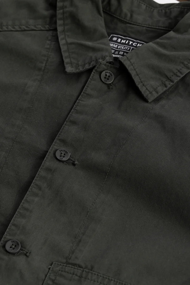 Eclectic Green Plain Overshirt