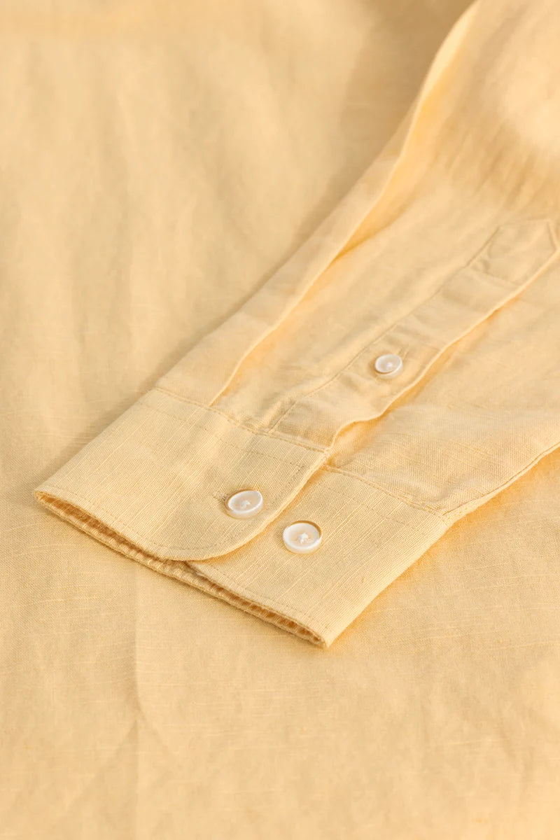 Yellow Plain Linen Blend Shirt