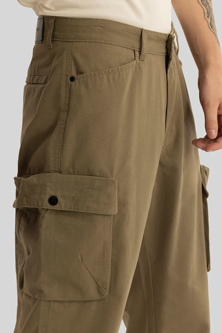 Zoe Khaki Loose Fit Cargo Pants