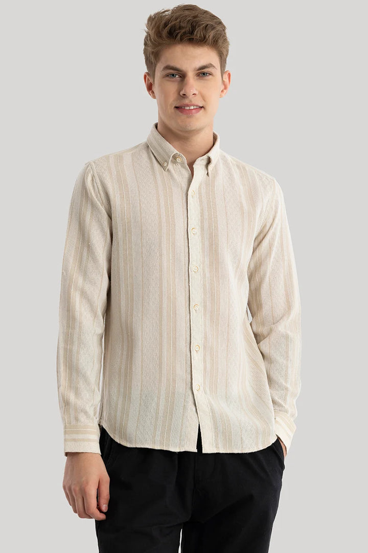 Yves Cream Stripes Linen Shirt