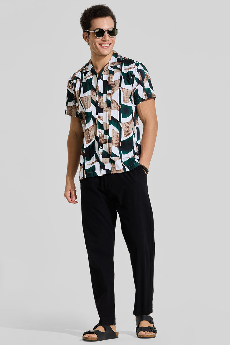 Dark Green Cuban Abstract Shirt