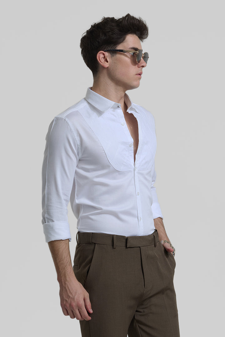 White Embroidered Slim Fit Shirt